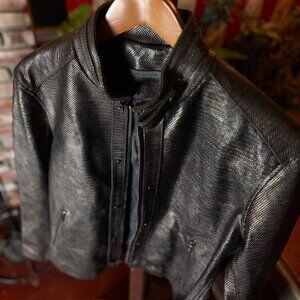"MADE IN USA" JOHN VARVATOS Snake-Effect Leather Moto sz. 50